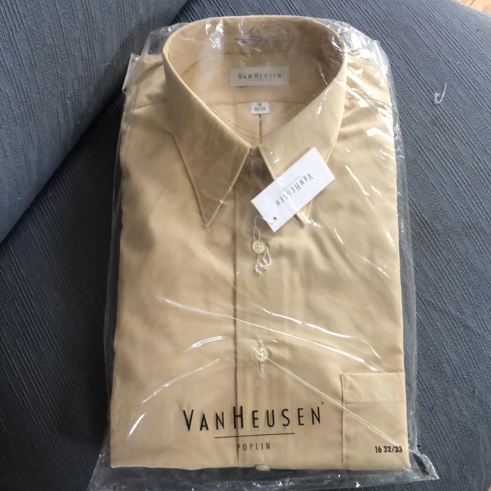 Van Heusen Tan Dress Shirt Classic Style